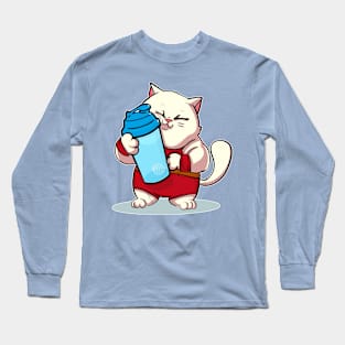 Gym Cat with Purrrrtein Gimme my puuurtein Long Sleeve T-Shirt